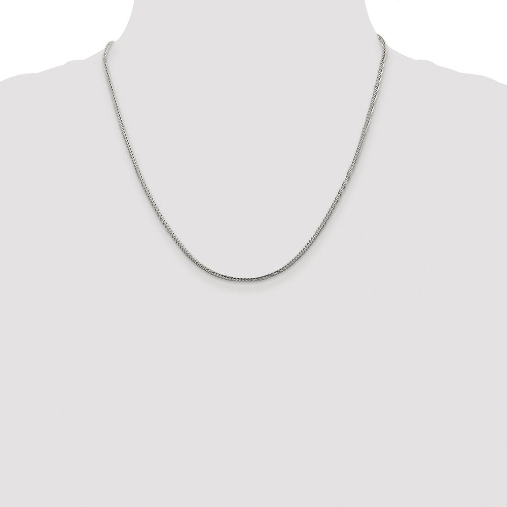 Sterling Silver Rhodium-plated 2mm Diamond-cut Round Franco Chain