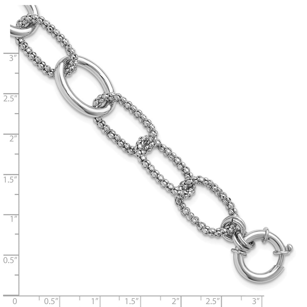 Sterling Silver Rhodium-plated Fancy Link with 1.5in ext. Bracelet 9.5 inches