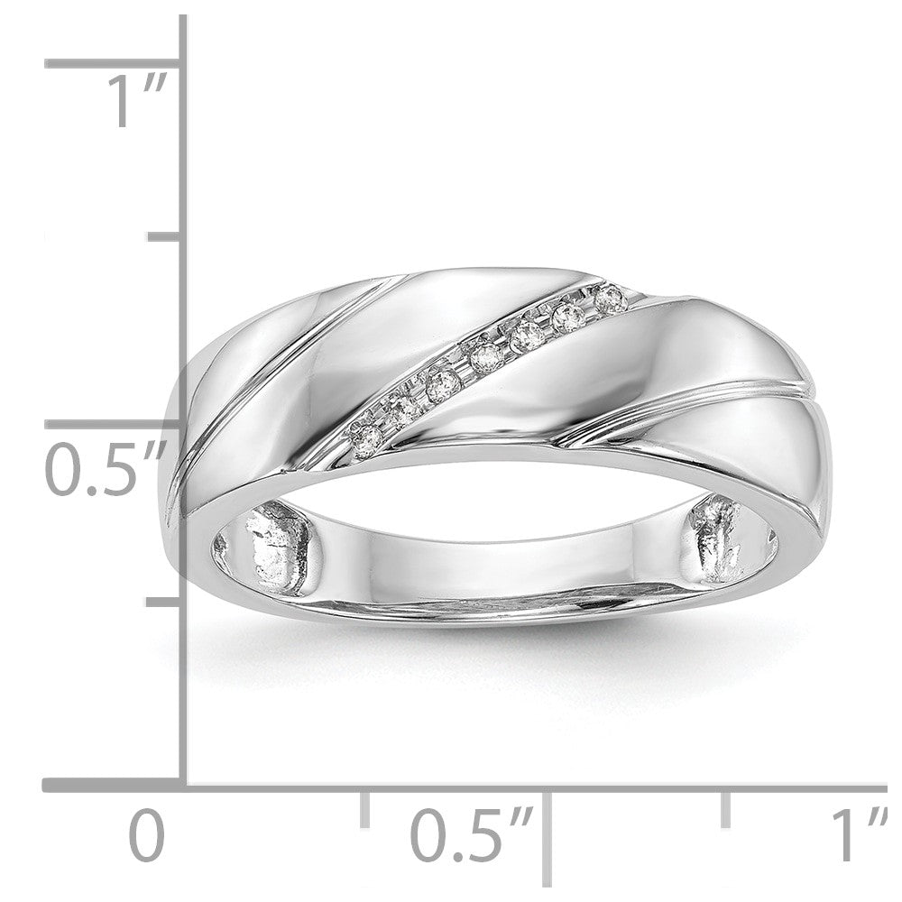 10K White Gold .03 carat Diamond Trio Men's Complete Wedding Band