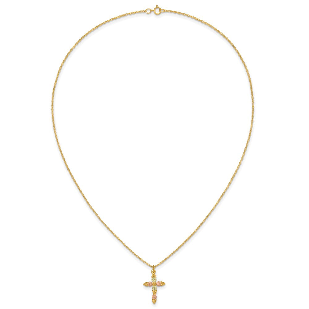 10k Tri-Color Black Hills Gold Cross Necklace