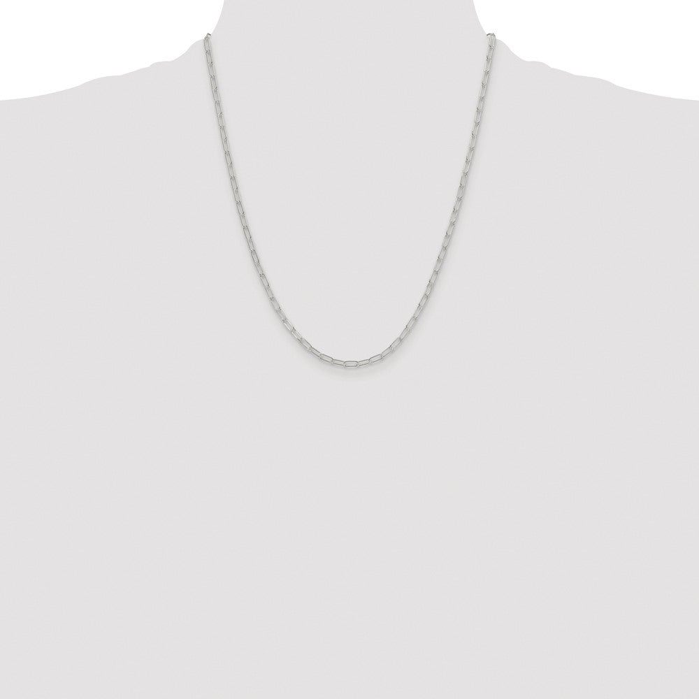 Sterling Silver Rhodium-plated Polished 2.9mm Elongated Cable Chain