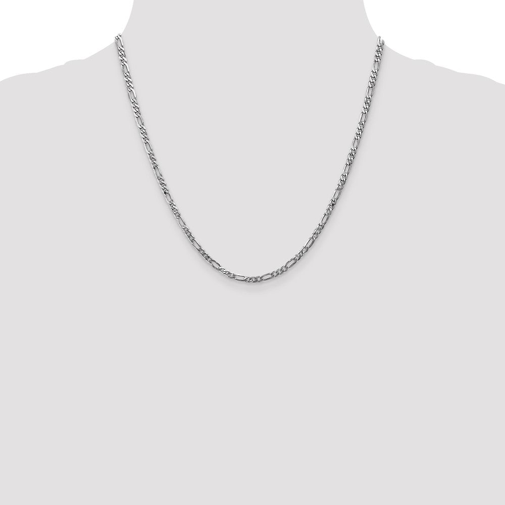 14K White Gold 3mm Flat Figaro Chain
