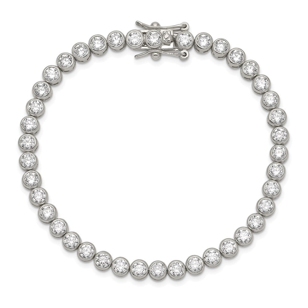 Sterling Silver Rhodium-plated CZ 7 inch Tennis Bracelet 7 inches
