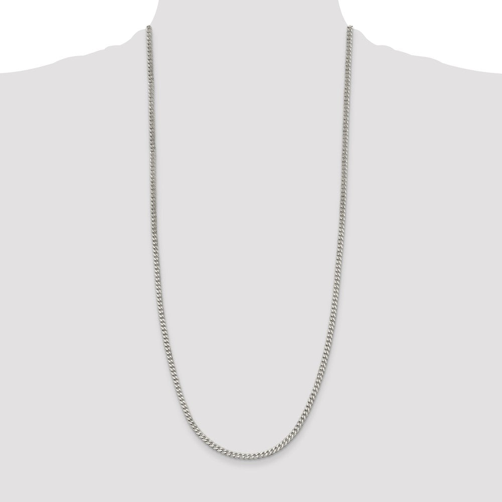 Sterling Silver Rhodium-plated 3.5mm Curb Chain 30 Inches