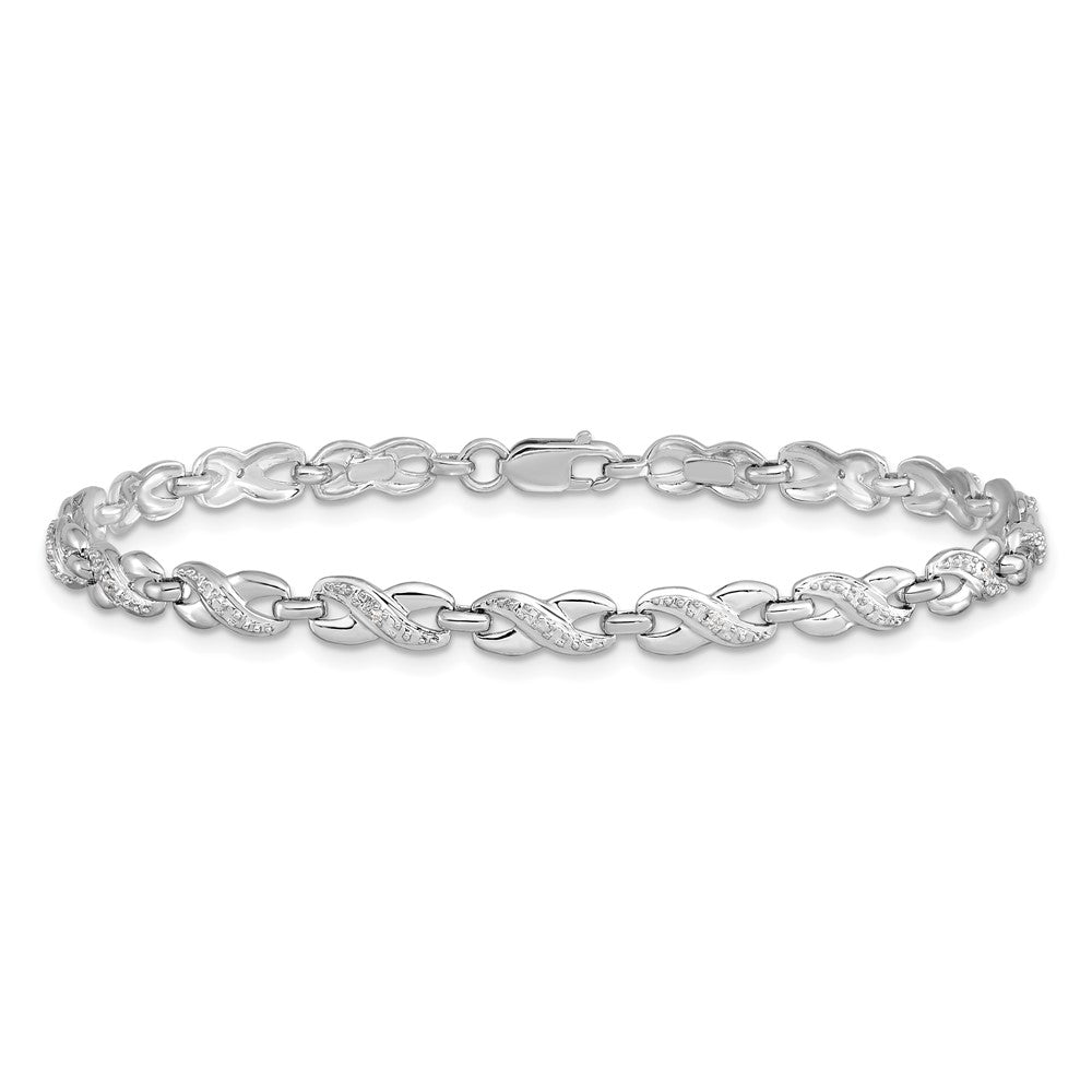Sterling Silver Rhodium-plated Diam. Bracelet 7 inches