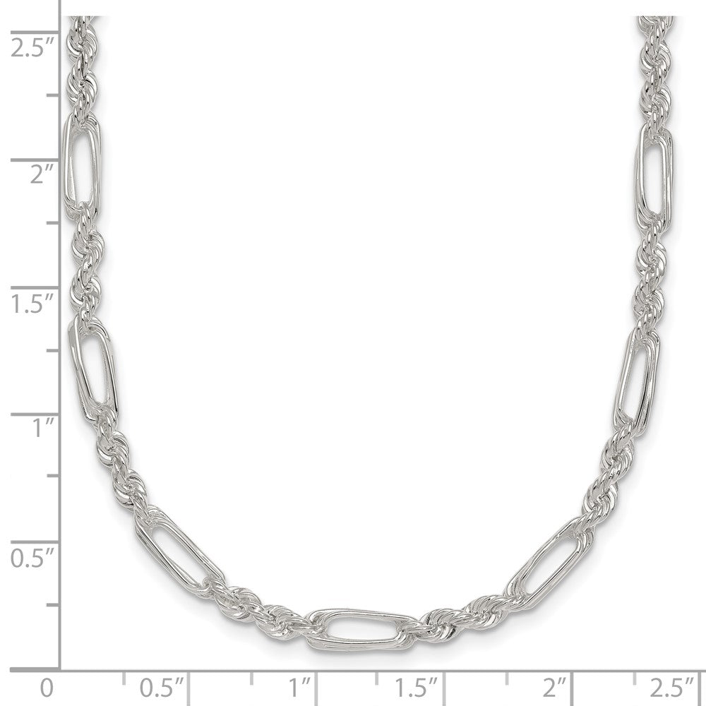 Sterling Silver Polished 4.0mm Figaro Rope 18 Inch Necklace