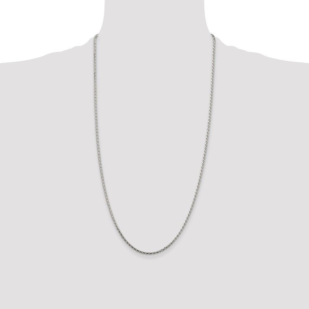Sterling Silver 2.15mm Diamond-cut Round Spiga Chain 28 Inches