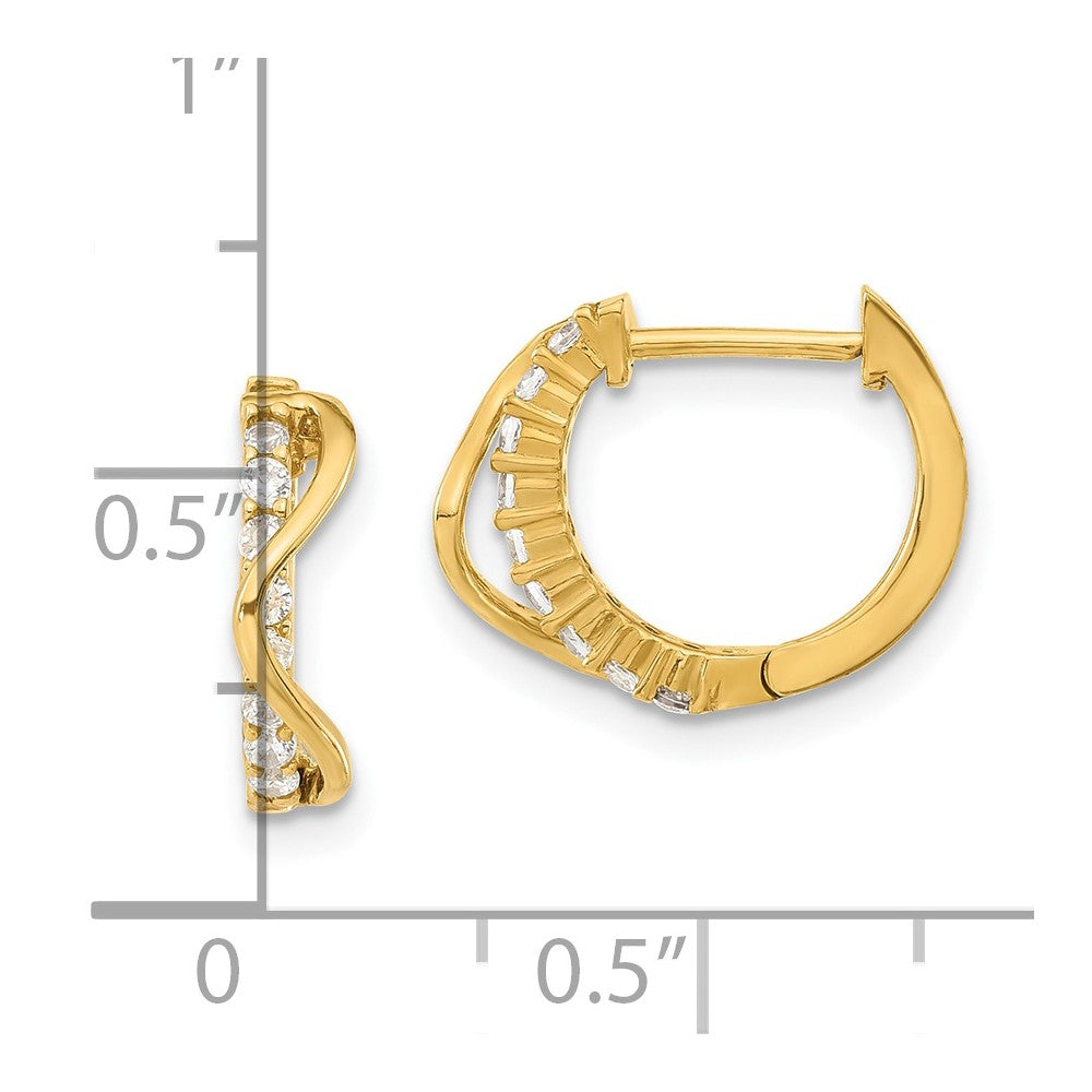 14ky Madi K Childrens Polished Fancy CZ Hinged Round Hoop Earrings