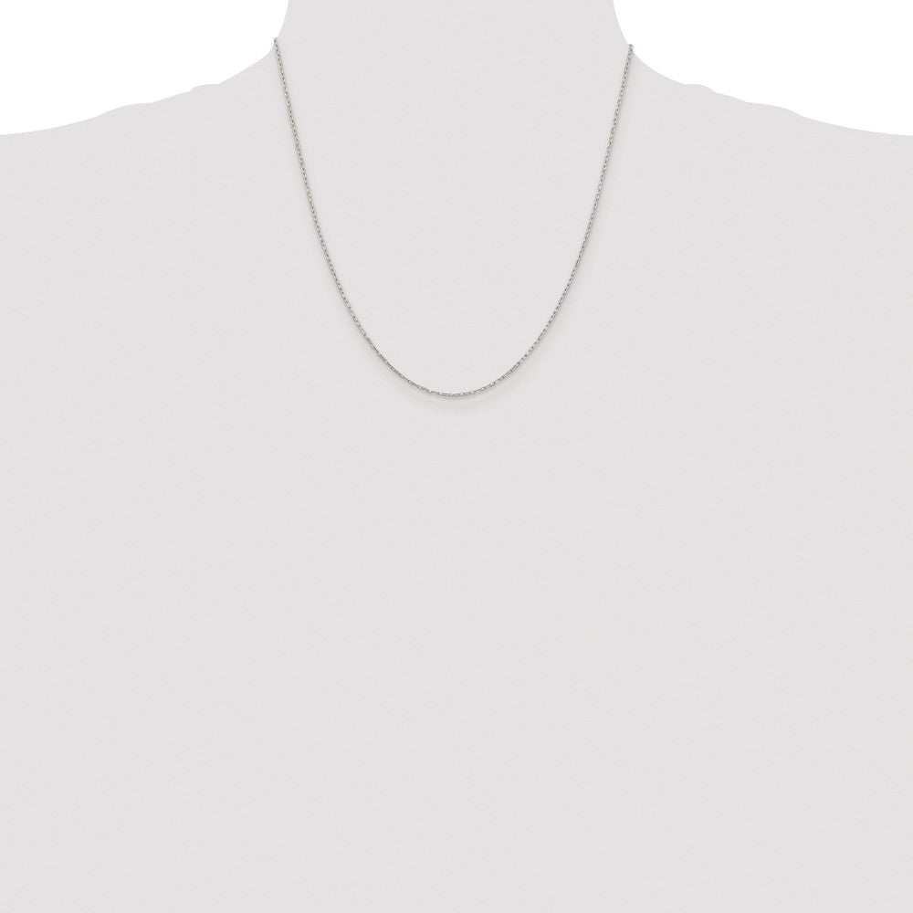 Sterling Silver Rhodium-plated 1mm Diamond-cut Long Link Cable Chain