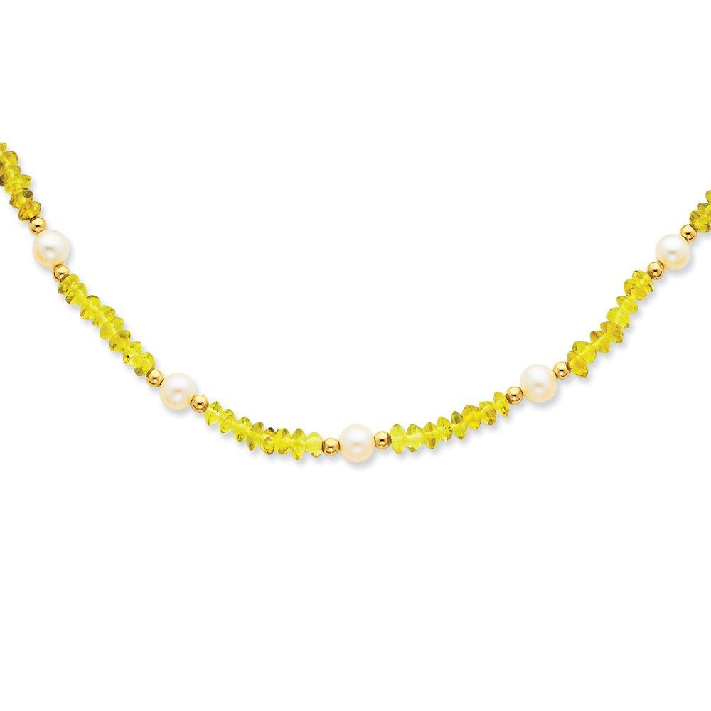 14K FW Cultured Pearl & Peridot Necklace