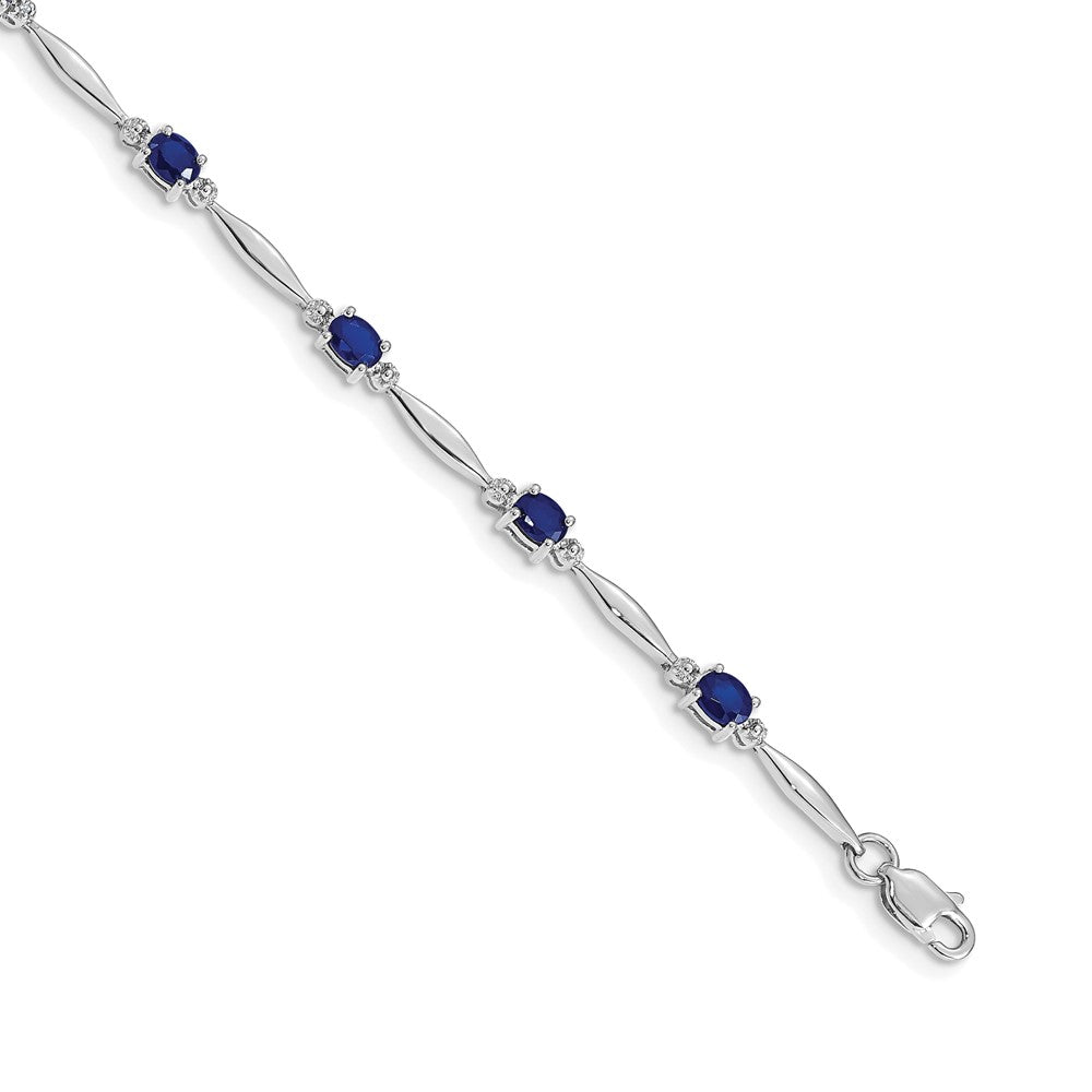 14k White Gold Diamond and Sapphire Bracelet 7.5 inches
