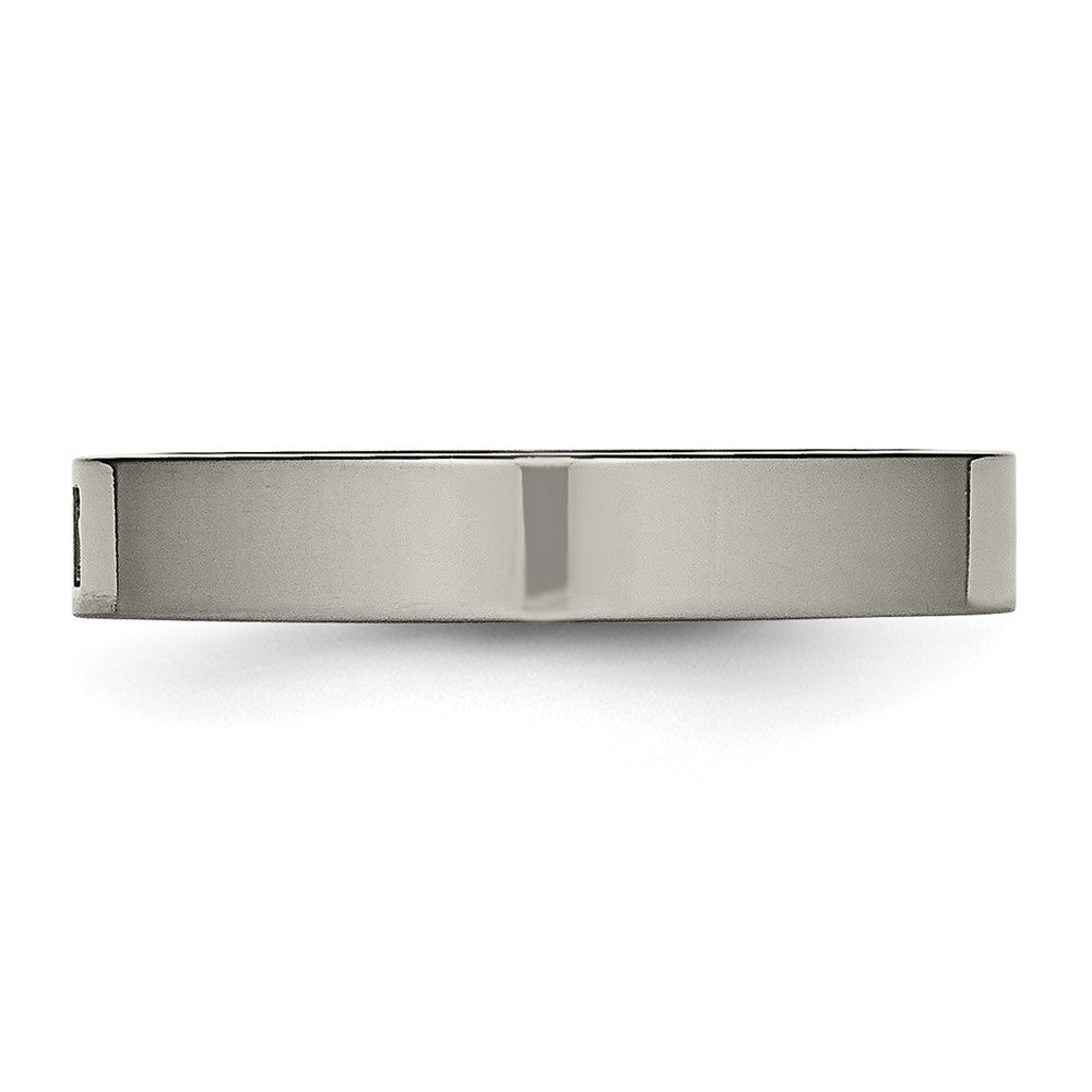 Titanium Polished with CZ 4mm Flat Comfort Fit Band Size - 6