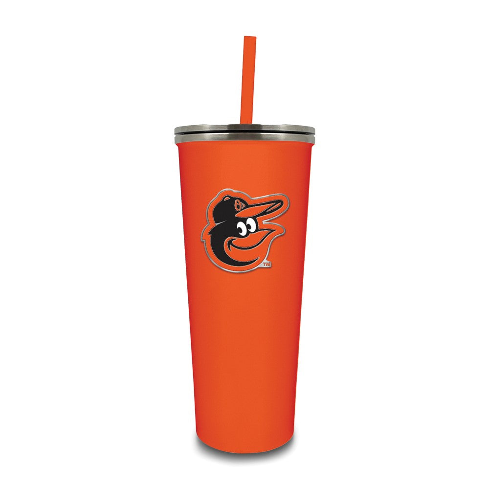 MLB Baltimore Orioles Stainless Steel 24 ounce Skinny Tumbler with Emblem and Straw