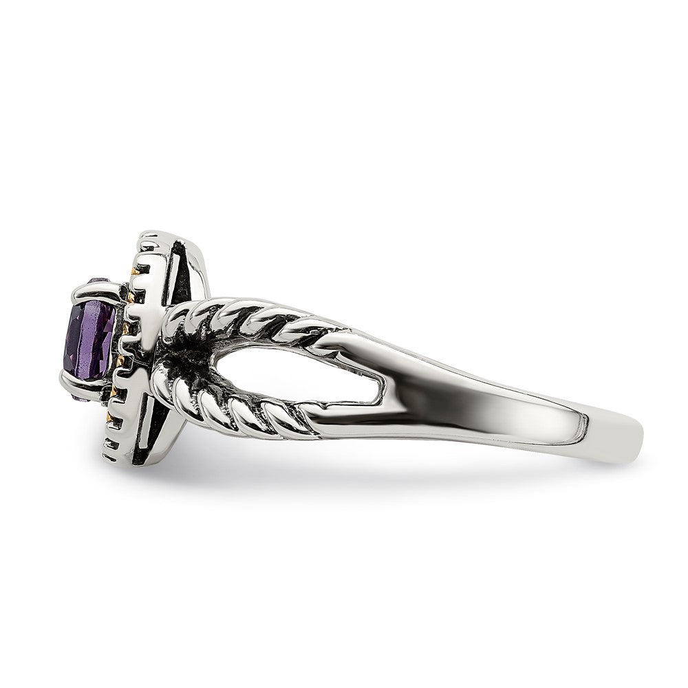 Sterling Silver w/ 14K Accent Amethyst Ring