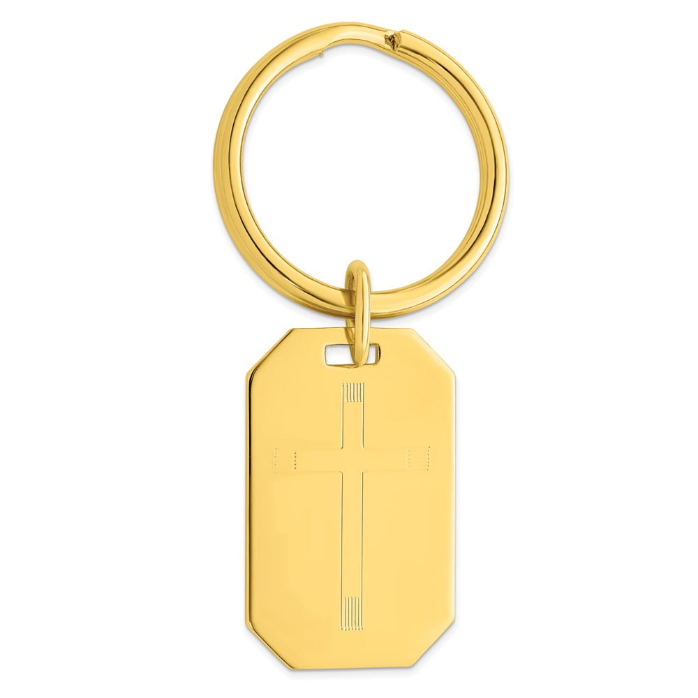 Gold-plated Kelly Waters Cross Engraveable Key Ring QKW674
