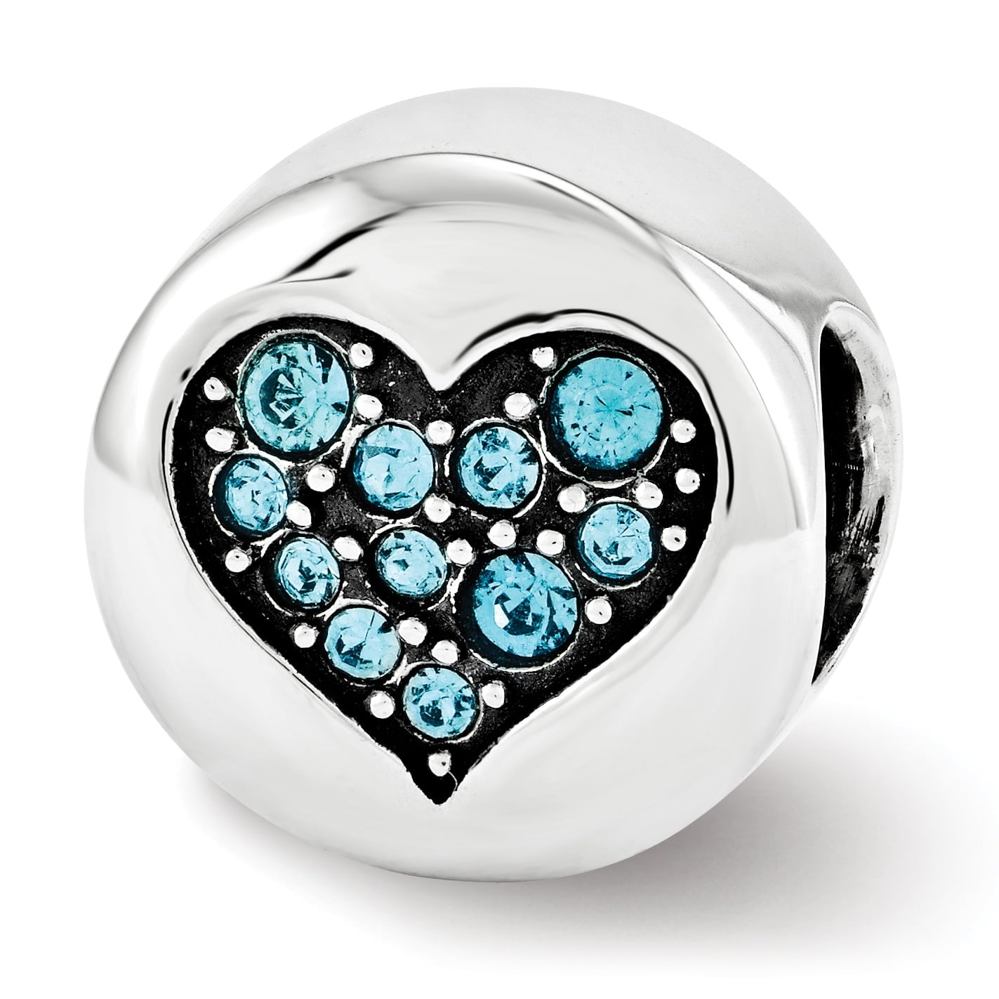 Sterling Silver Reflections Dec Blue Crystal Luck Heart Bead