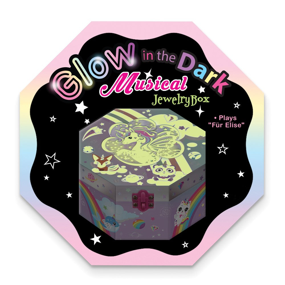 Childrens Musical Glow In The Dark Unicorn Jewelry Box