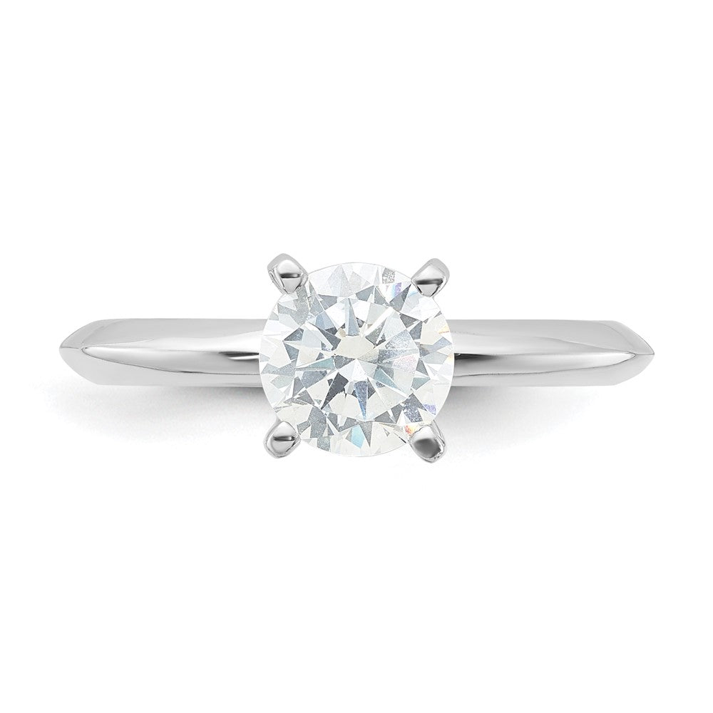 Sterling Silver Rhodium-plated 6.5mm Round Solitare Diamonore CZ Ring