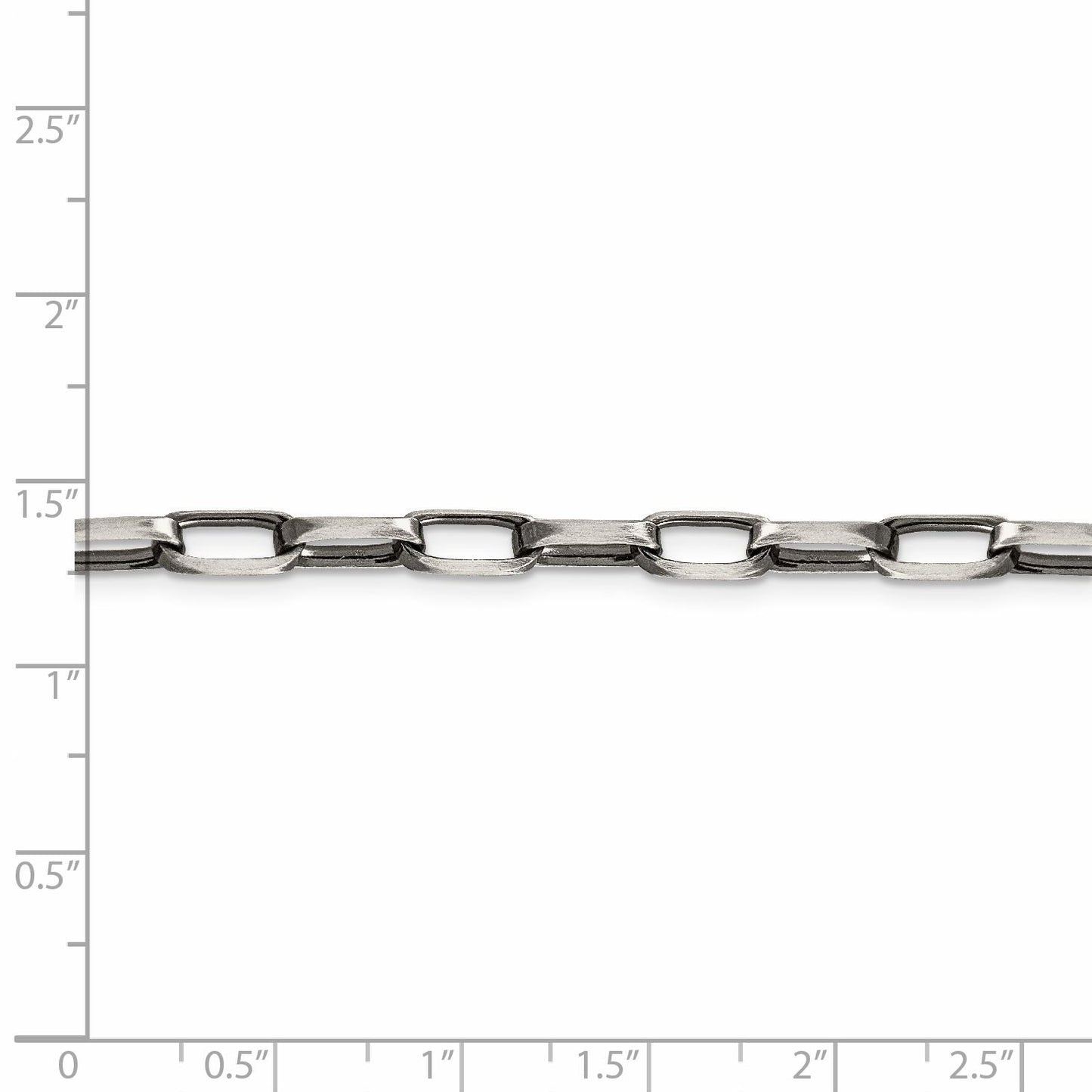 Sterling Silver Antiqued 4.8mm Elongated Open Link Chain 24 Inches