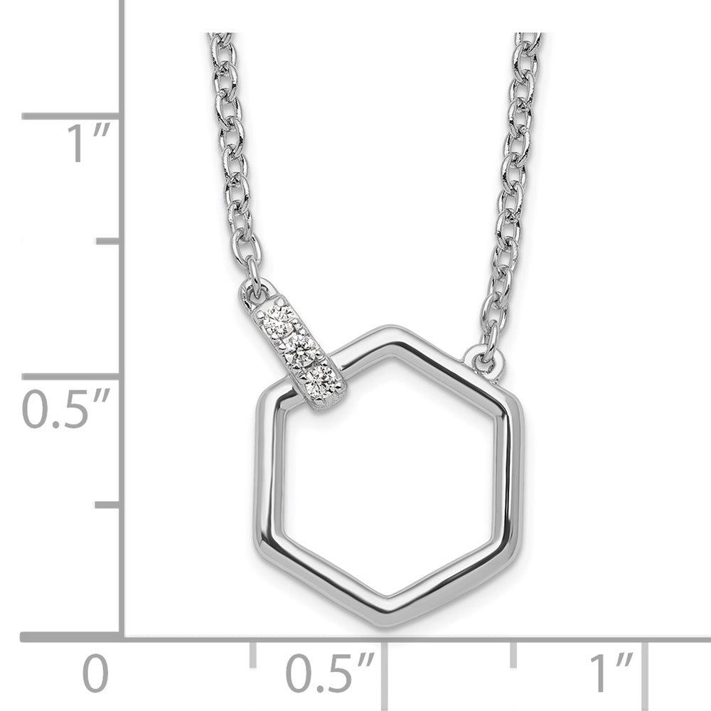 White Ice Sterling Silver Rhodium-plated 18 Inch Diamond Hexagon Necklace 18 Inches