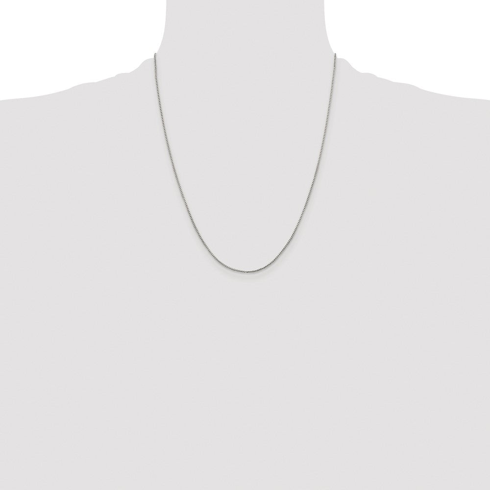 Sterling Silver Rhodium-plated 1mm Round Box Chain