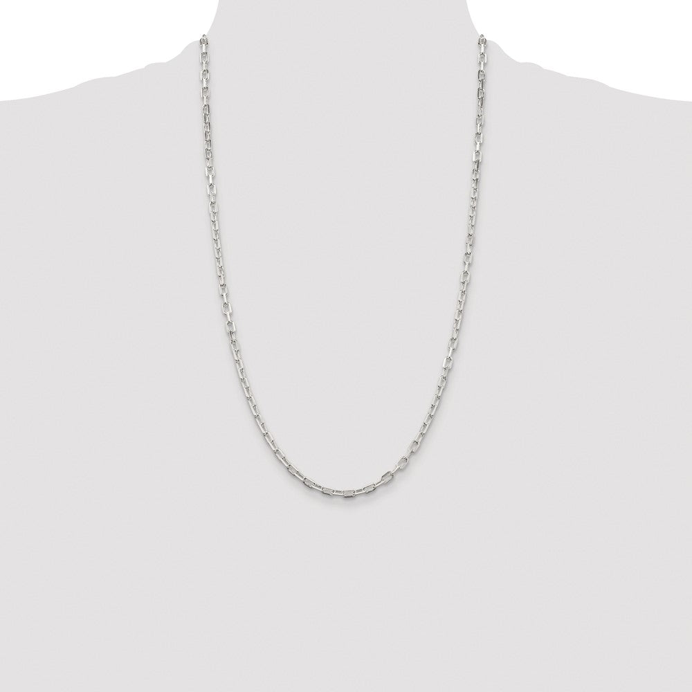 Sterling Silver Rhodium-plated 3.75mm Diamond-cut Long Link Cable Chain