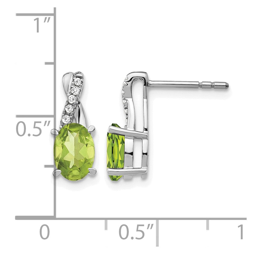 10kw Peridot & Diamond Earrings 7x5 Oval Peridot, Rd 10-1.1mm dia