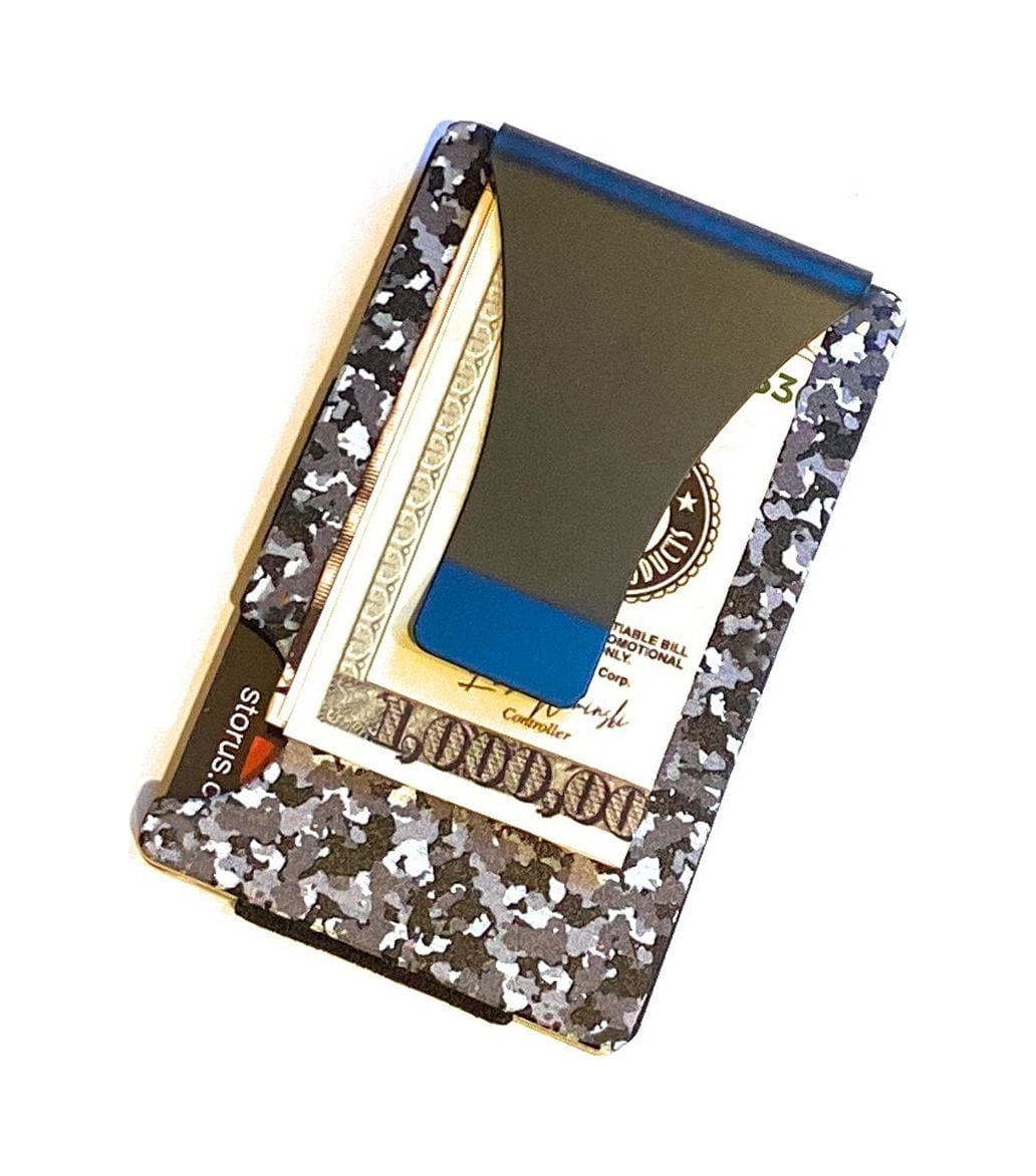 Storus Smart Wallet Card Holder Money Clip RFID Blocking Slim Minimalist Front Pocket Wallet for Men, Military, Gift - Black + Gray Camouflage Print