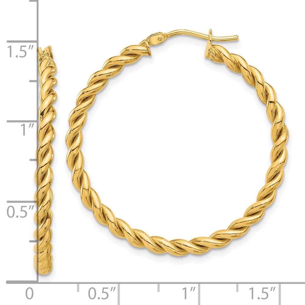 14K Polished Twist Hoop Earrings