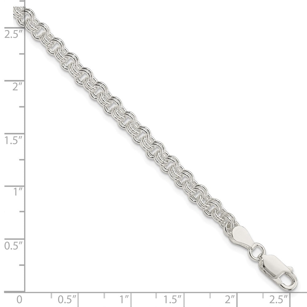 Sterling Silver 4mm Double Link Charm Bracelet 8 inches