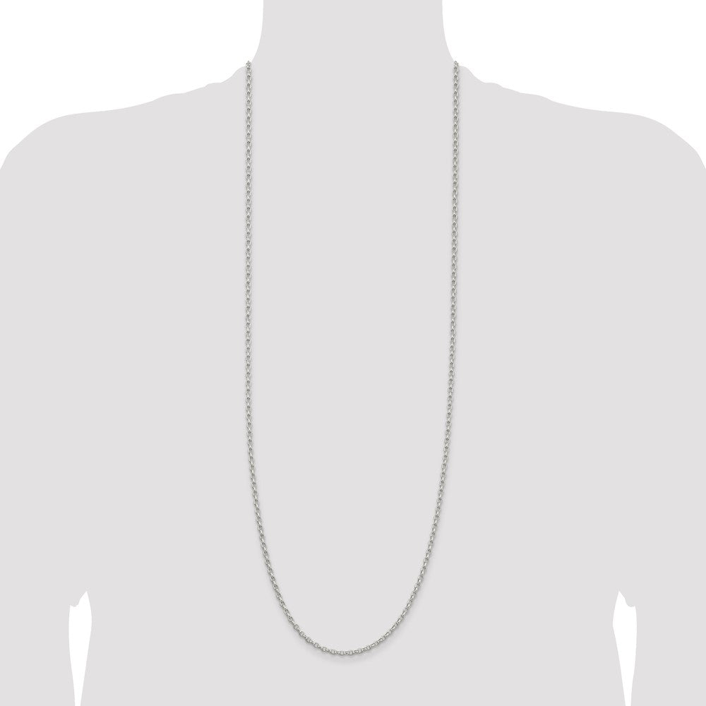 Sterling Silver 2.75mm Oval Fancy Rolo Chain 36 Inches