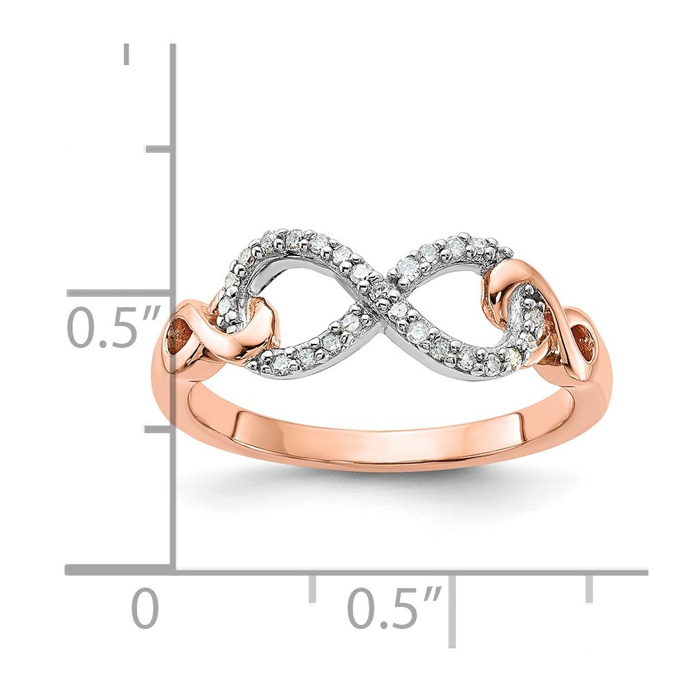 Sterling Silver Rose Tone Diamond Infinity Ring