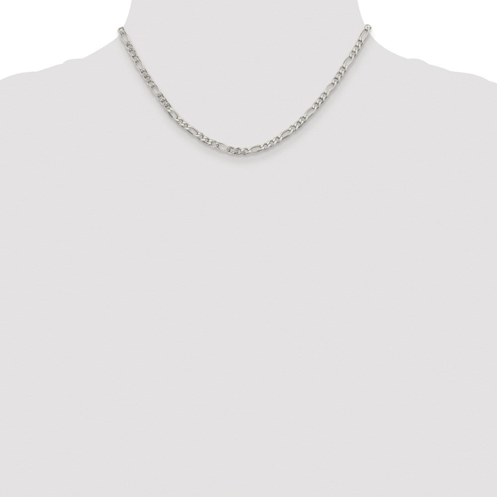 Sterling Silver Rhodium-plated 4mm Pav‚ Flat Figaro Chain