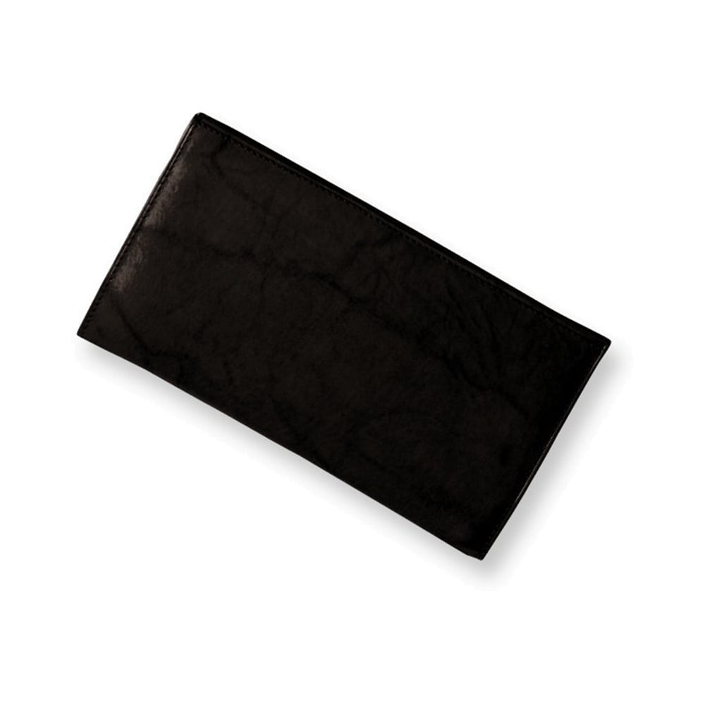 Black Distressed Leather 6-Slot Jacket Checkbook Wallet QGP2047