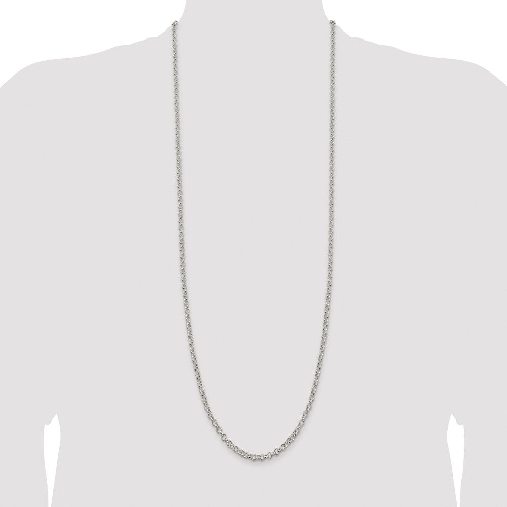 Sterling Silver Rhodium-plated 4mm Rolo Chain