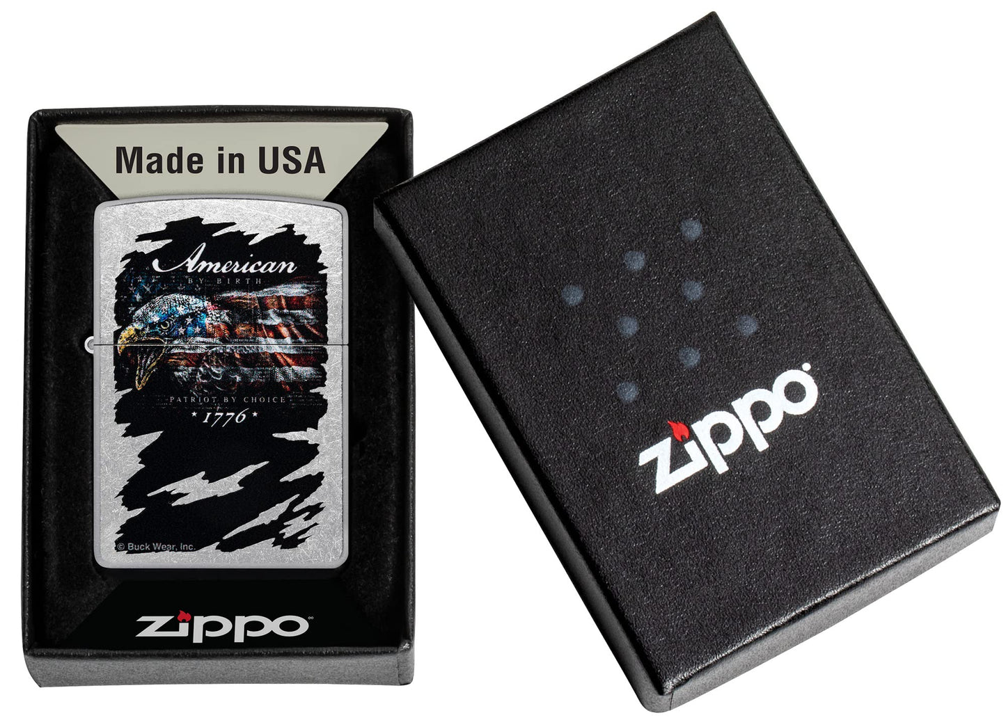 Pro-Cut ZIP-48633 2024 Zippo Buck Wear Eagle Dotted Street Chrome Lighter
