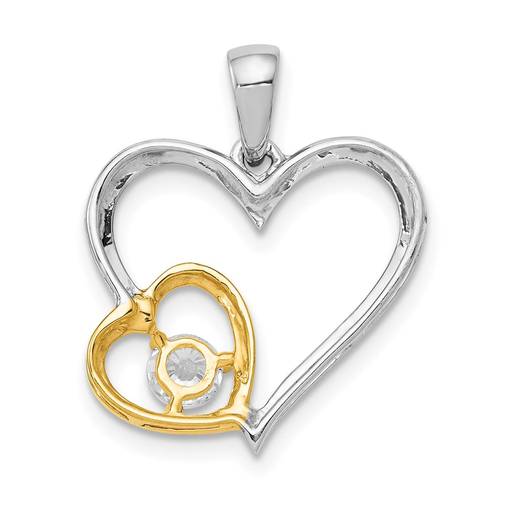 14k Two Tone 1/5 carat Lab Grown Diamond VS/SI+ G+ Double Heart Pendant