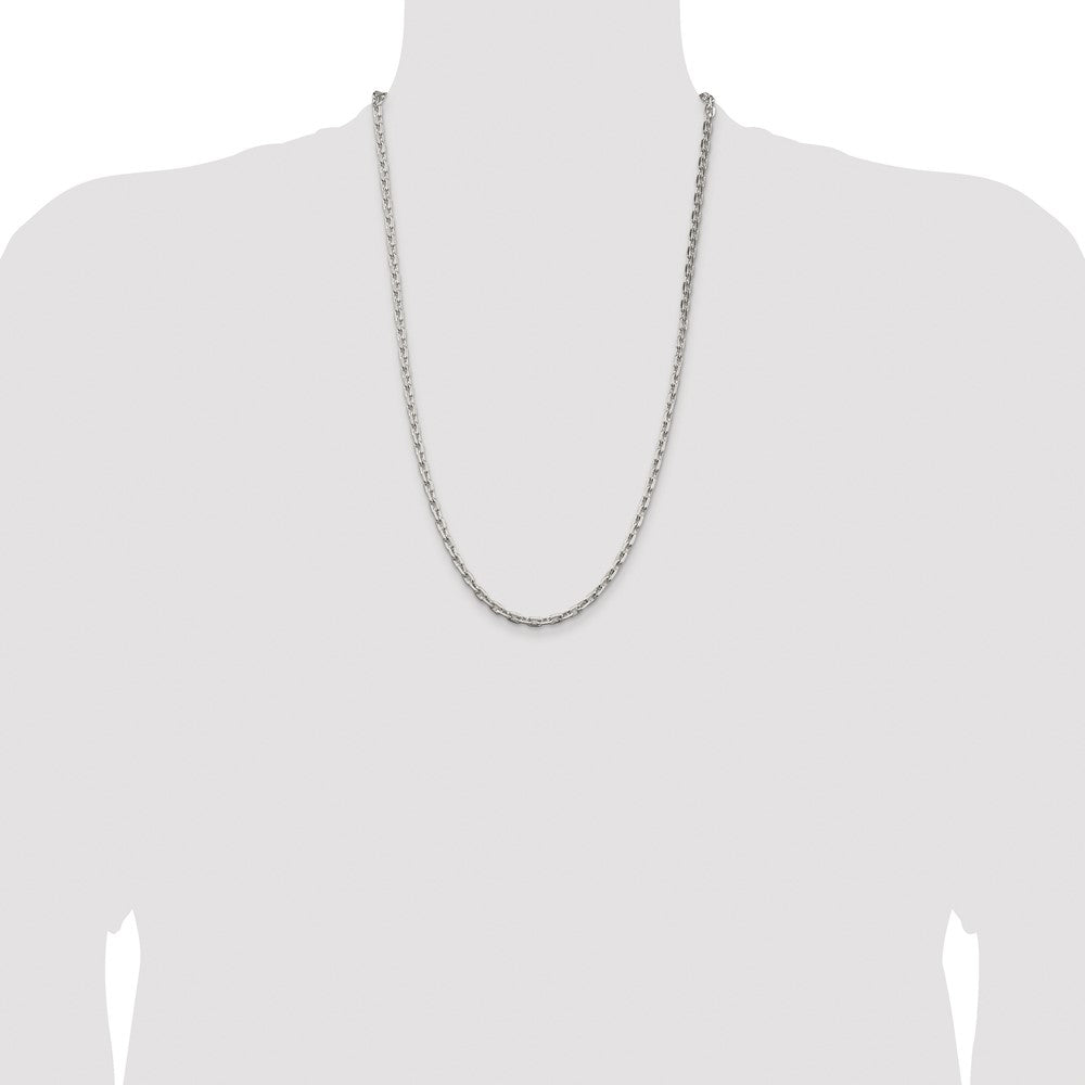 Sterling Silver Rhodium-plated 3.95mm Beveled Oval Cable Chain