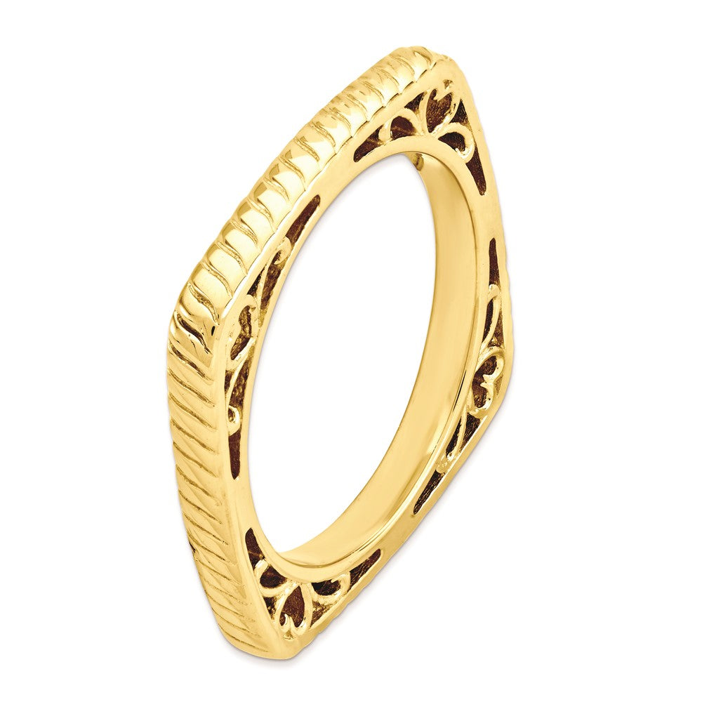 Sterling Silver Stackable Expressions Polished Gold-plate Square Ring