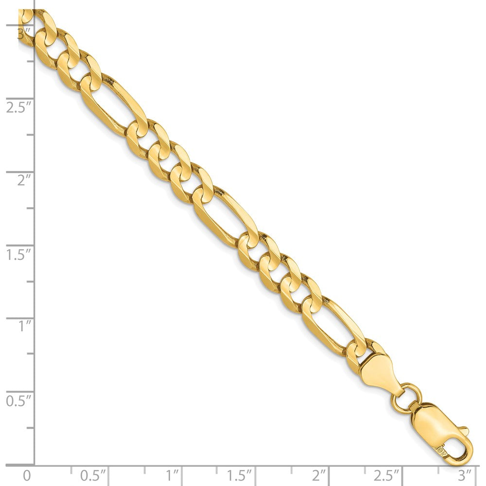 10K 6mm Concave Figaro Bracelet 8 inches