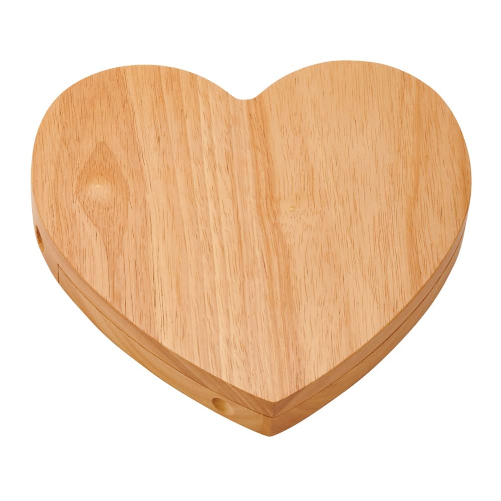 Wood Heart Cheese Set With 3 Wood Handled Utensils