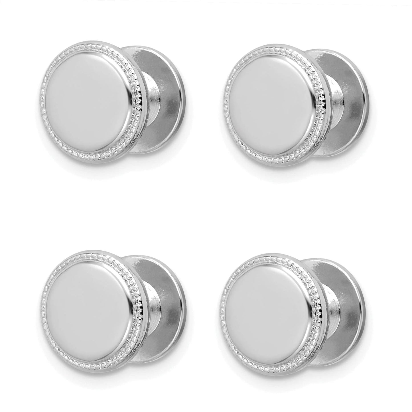 Kelly Waters Rhodium-plated Polished Beaded Four Piece Tuxedo Studs Set QKW587