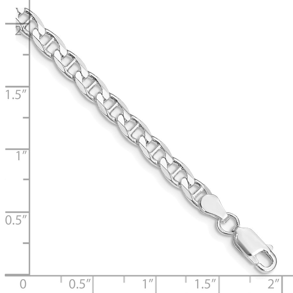 Sterling Silver Rhodium-plated 4.65mm D/C Flat Anchor Curb Chain 8 inches