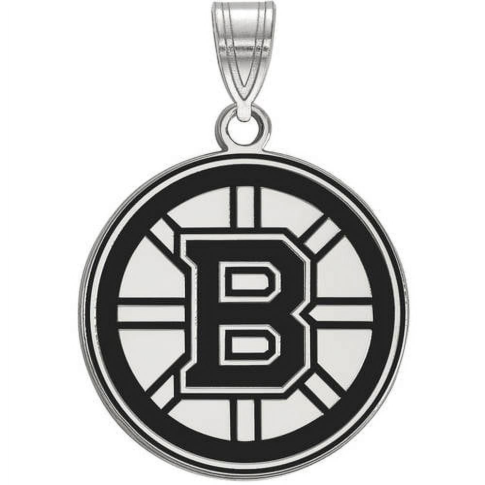 LogoArt Sterling Silver NHL Boston Bruins Large Enamel Pendant