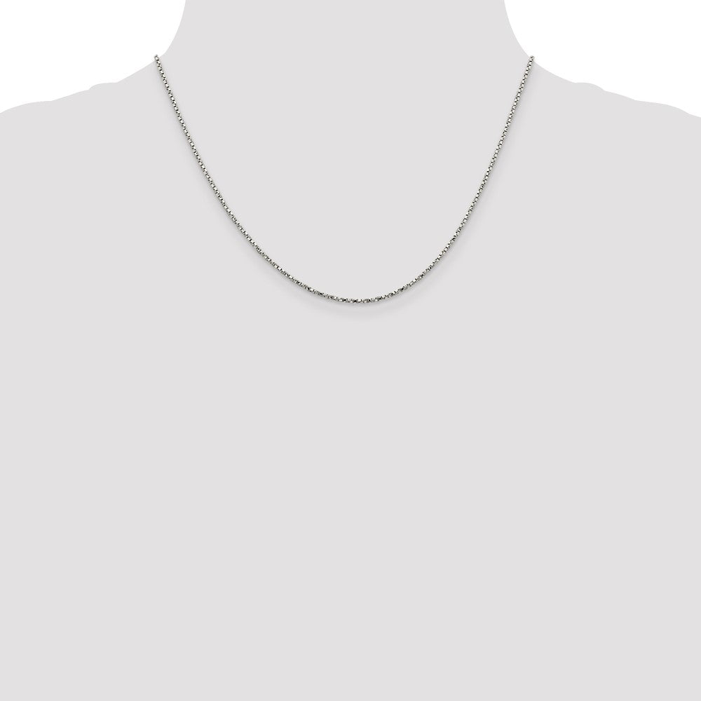 Sterling Silver 1.35mm Twisted Box Chain 18 Inches