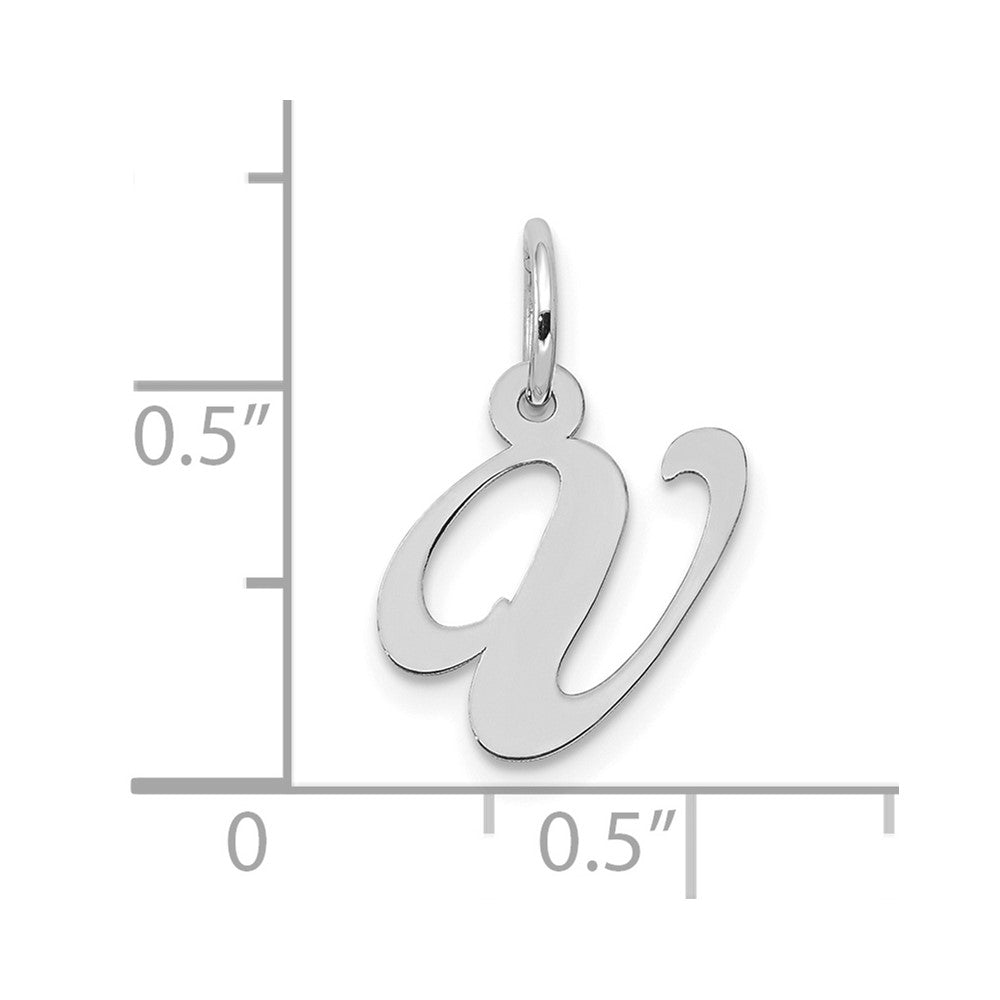 10k White Gold Small Fancy Script Initial V Charm