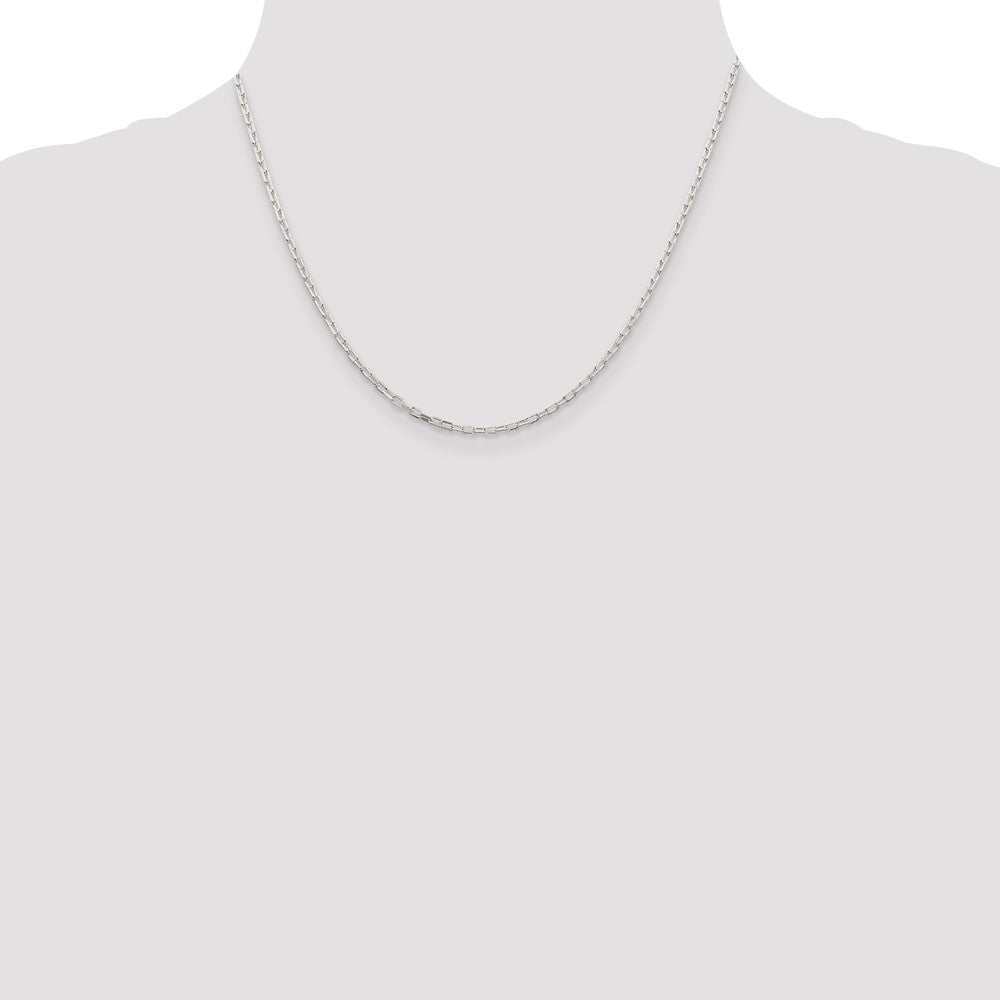 Sterling Silver 2.2mm Diamond-cut Long Link Cable Chain 18 Inches