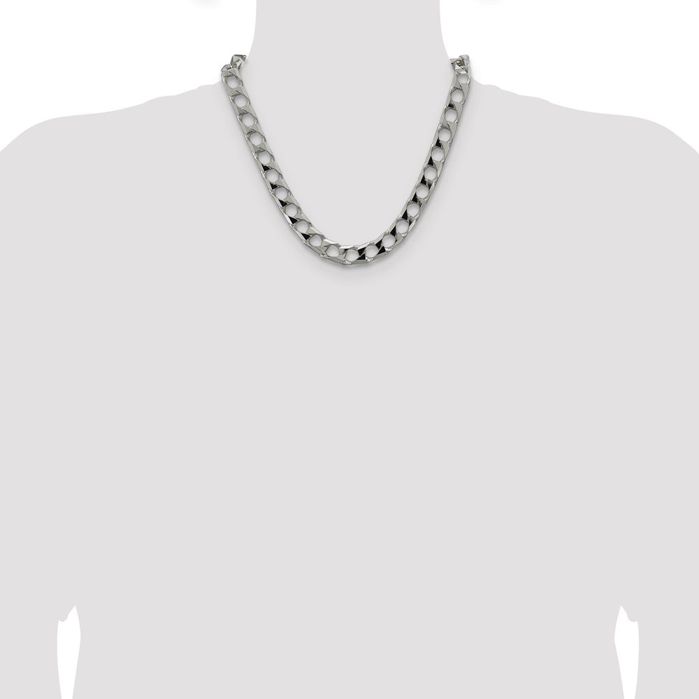 Sterling Silver 10.3mm D/C Square Curb Chain 20 Inches