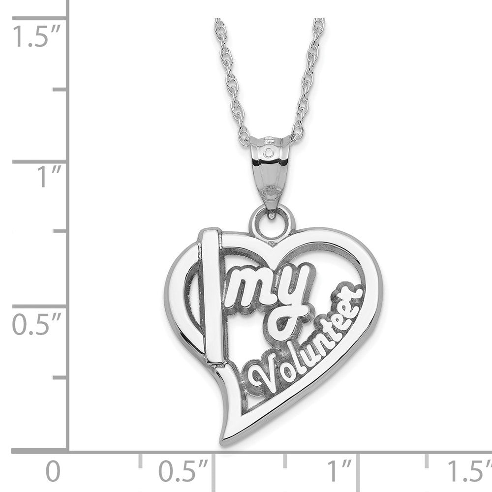 Sterling Silver Polished I Heart My Volunteer Heart Necklace