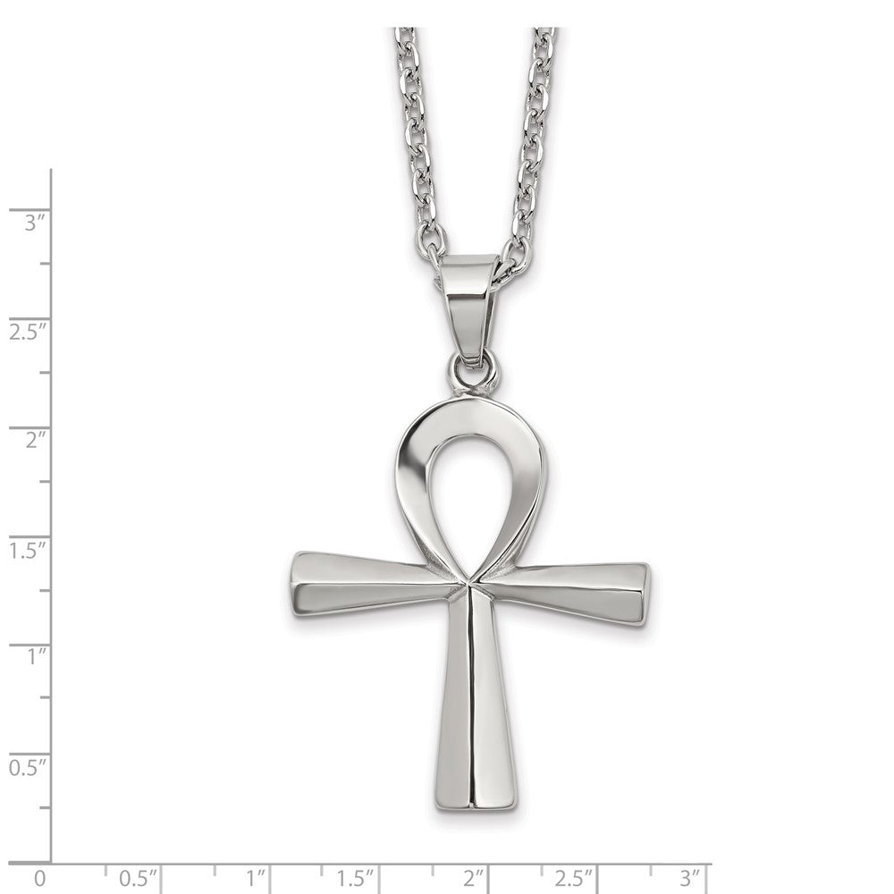 Stainless Steel Polished Ankh 25.5in Necklace